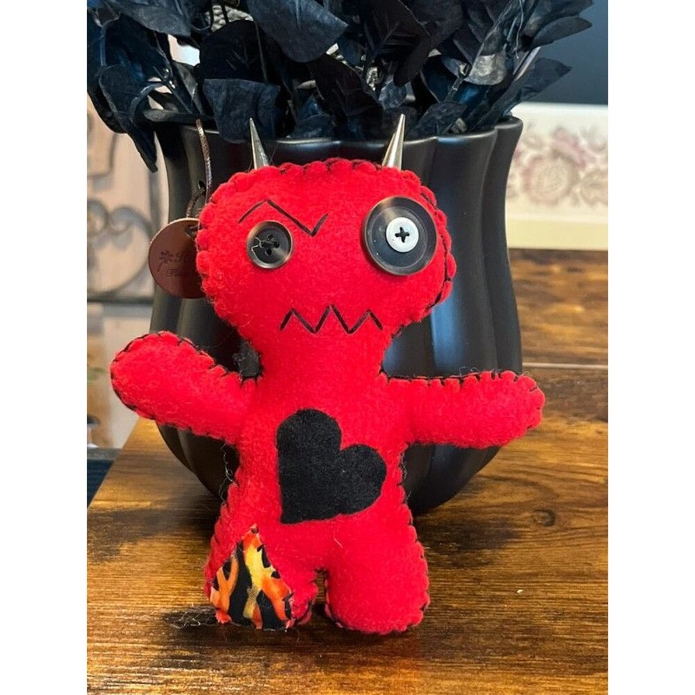 Handmade Red Horned Poppet Self-Care Magic Doll by The Clairity Room